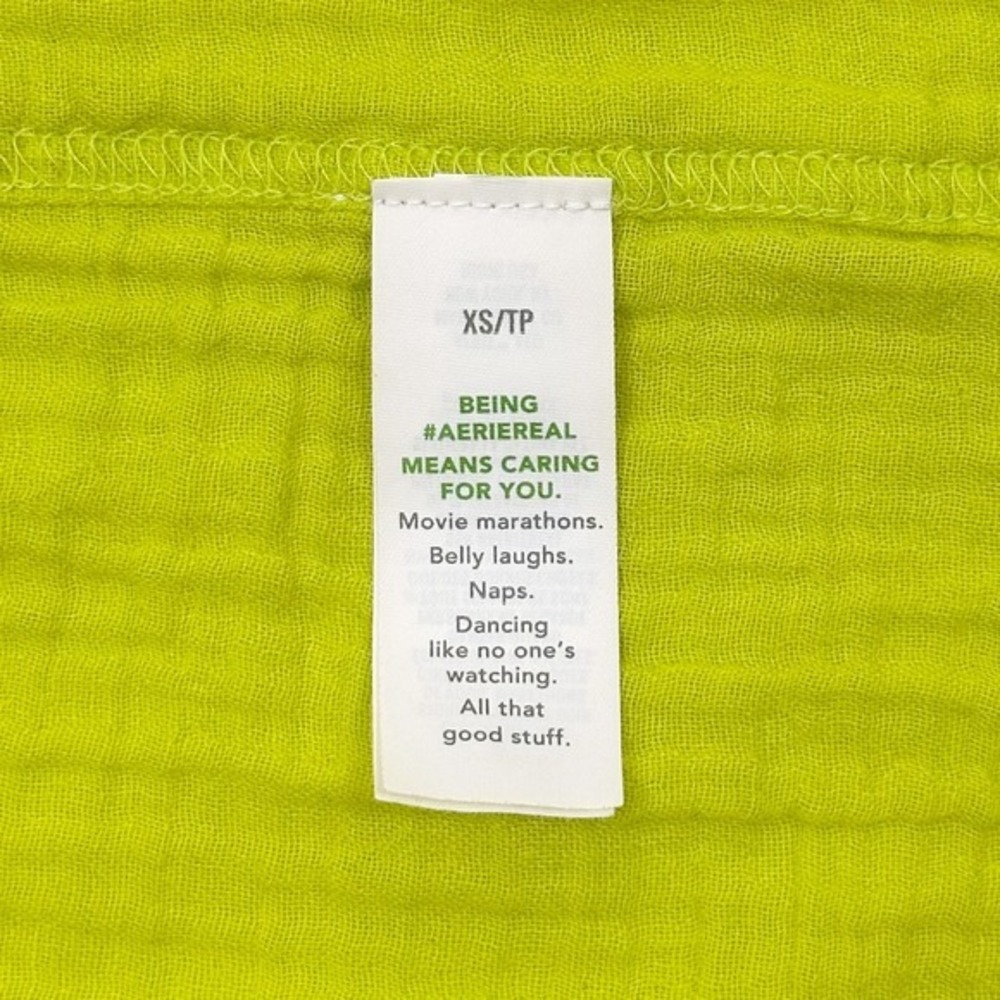 Aerie Gauzy Coverup Shirt Size XS Lime Slush Neon Cotton Beachy Resort Vacation - Picture 7 of 7